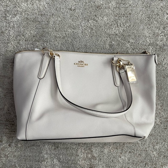 Coach Cream Ava Leather Tote Bag - Picture 2 of 8